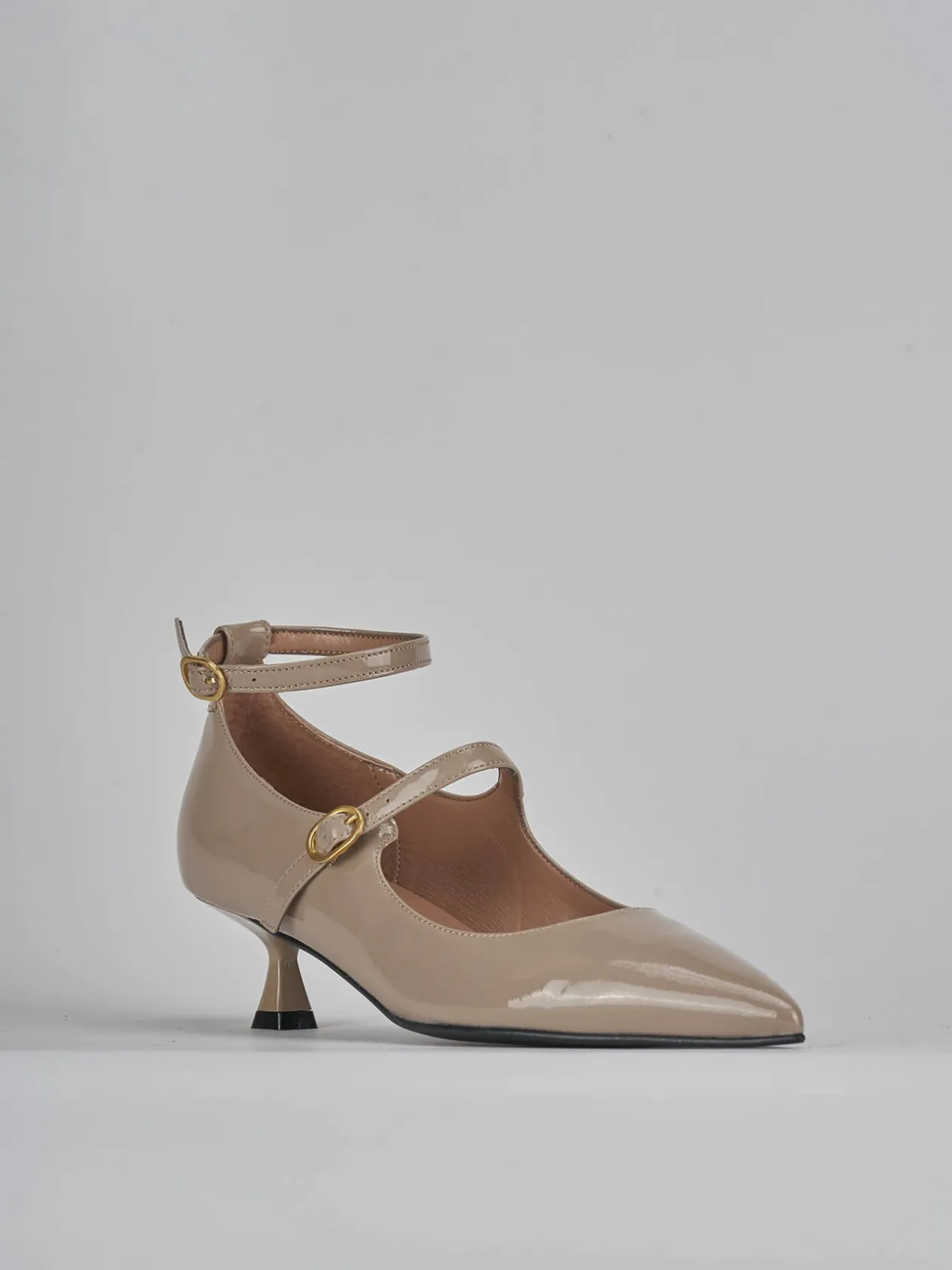 Décolleté e slingback tacco 5cm vernice beige