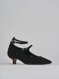 Décolleté e slingback tacco 3cm camoscio nero