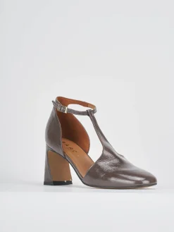 Décolleté e slingback tacco 5cm vernice grigio
