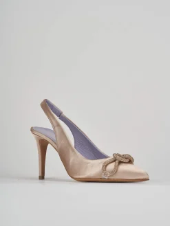 Décolleté e slingback tacco 7cm raso beige