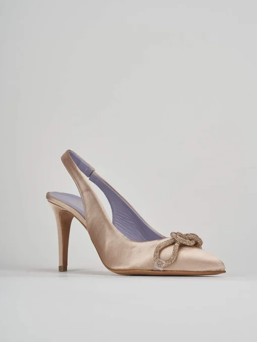 Décolleté e slingback tacco 7cm raso beige