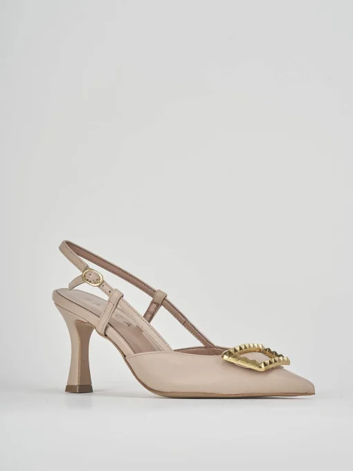 Décolleté e slingback tacco 8cm pelle rosa