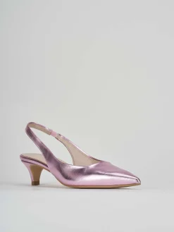 Décolleté e slingback tacco 3cm laminato rosa