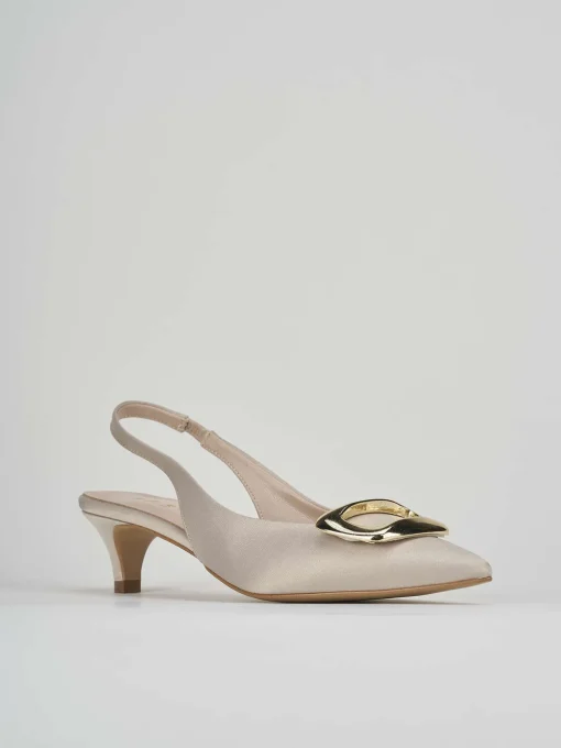 Décolleté e slingback tacco 3cm raso beige