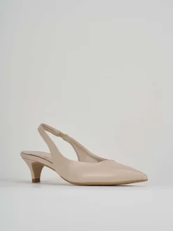 Décolleté e slingback tacco 3cm pelle beige