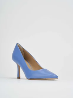 Décolleté e slingback tacco 7cm pelle azzurro