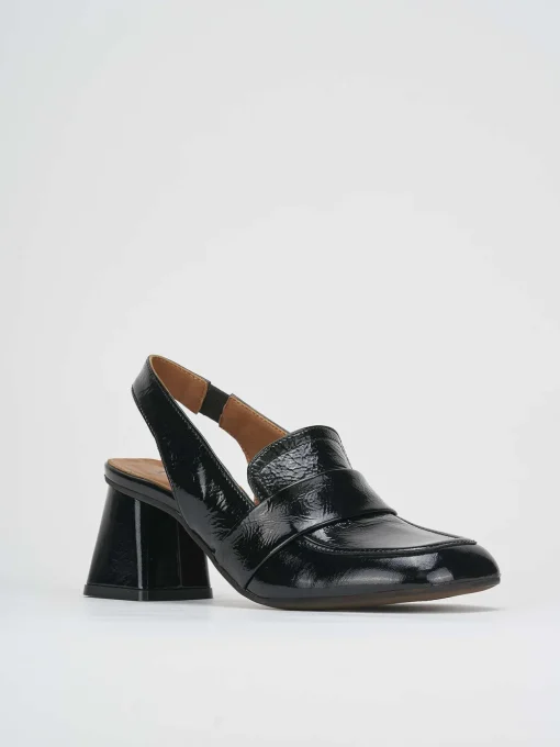 Décolleté e slingback tacco 6cm vernice nero