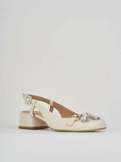 Décolleté e slingback tacco 3cm pelle bianco