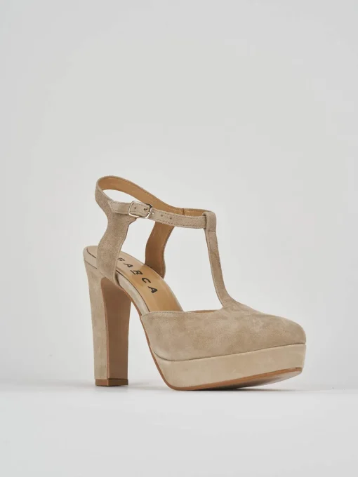 Décolleté e slingback tacco 11cm camoscio beige