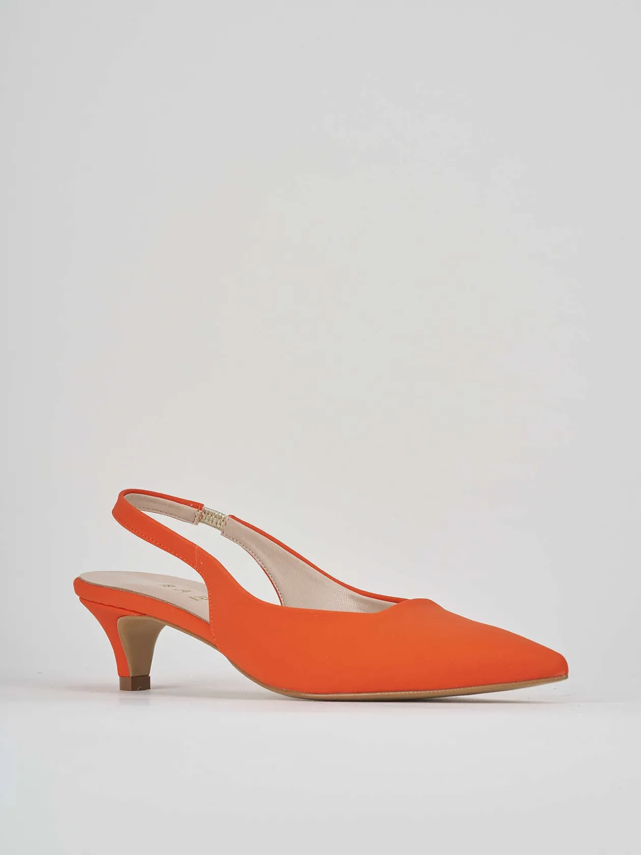 Décolleté e slingback tacco 3cm licra arancio
