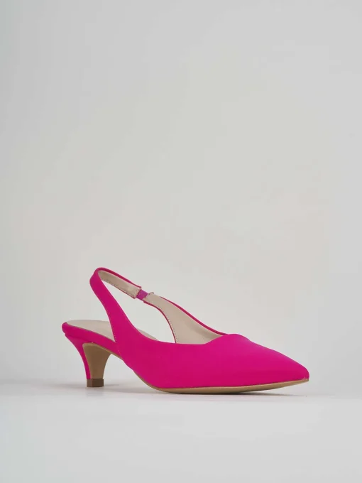 Décolleté e slingback tacco 3cm licra rosa