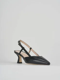 Décolleté e slingback tacco 5cm pelle nero