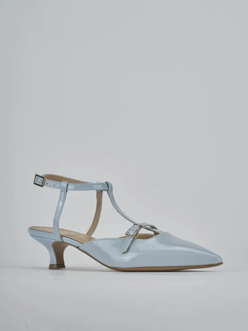 Décolleté e slingback tacco 4cm vernice azzurro