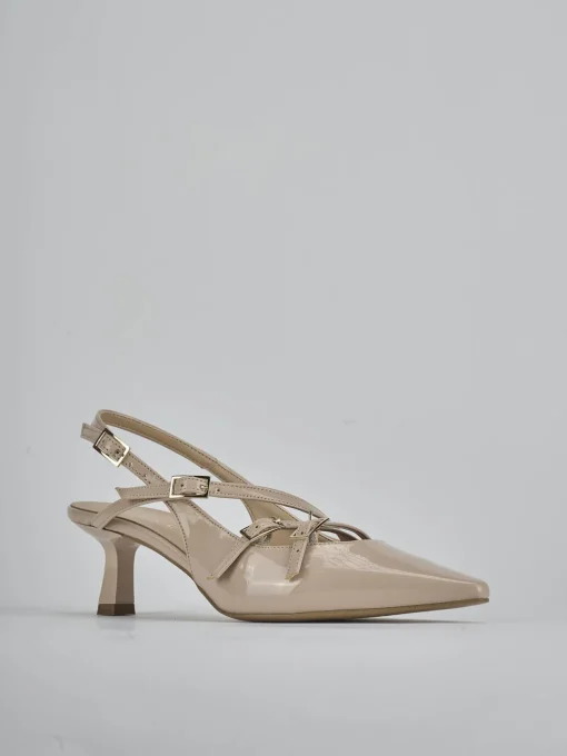 Décolleté e slingback tacco 7cm vernice beige