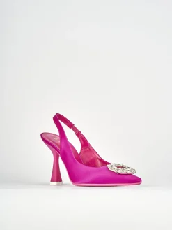 Décolleté e slingback tacco 9cm raso rosa