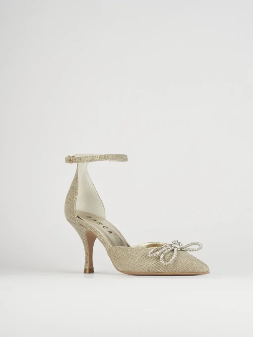 Décolleté e slingback tacco 7cm glitter oro
