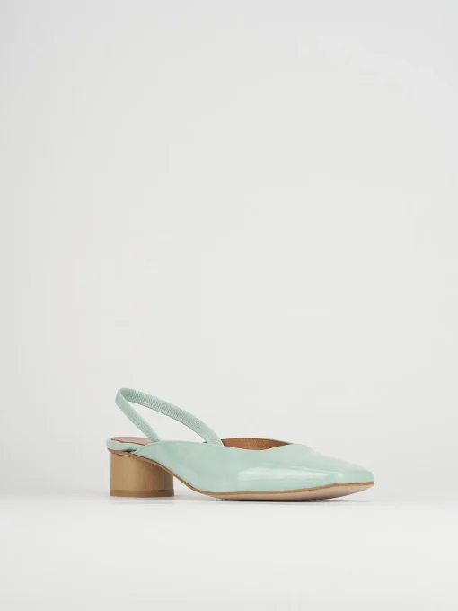 Décolleté e slingback tacco 4cm vernice azzurro