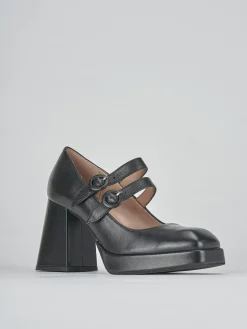 Décolleté e slingback tacco 7cm pelle nero