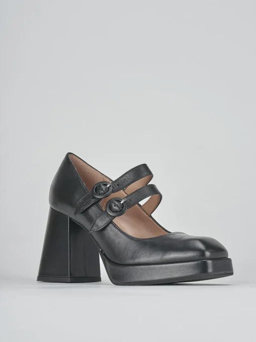 Décolleté e slingback tacco 7cm pelle nero