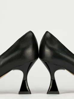 Décolleté e slingback tacco 7cm pelle nero