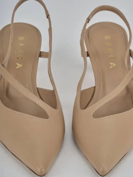 Décolleté e slingback tacco 5cm pelle marrone
