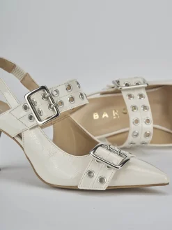 Décolleté e slingback tacco 7cm vernice bianco