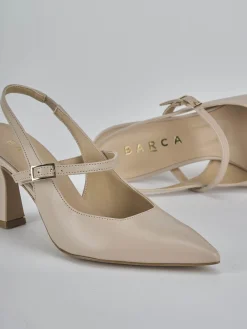 Décolleté e slingback tacco 7cm pelle beige