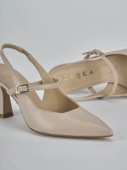 Décolleté e slingback tacco 7cm pelle beige