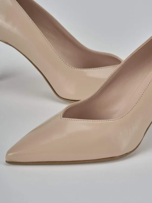 Décolleté e slingback tacco 7cm pelle marrone