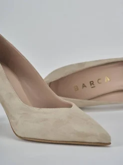 Décolleté e slingback tacco 7cm camoscio beige