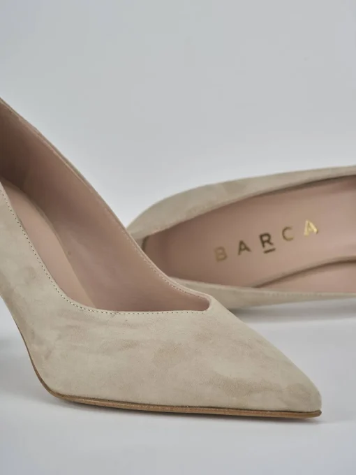 Décolleté e slingback tacco 7cm camoscio beige