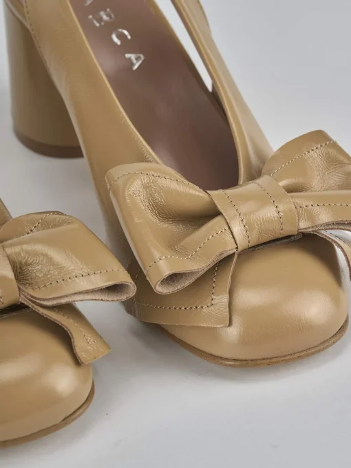 Décolleté e slingback tacco 8cm pelle marrone