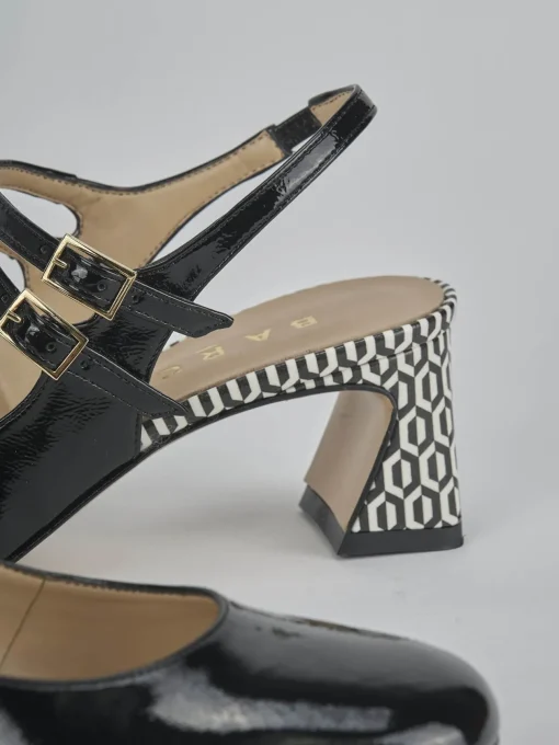 Décolleté e slingback tacco 5cm vernice nero