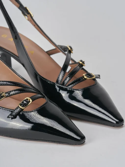 Décolleté e slingback tacco 6cm vernice nero