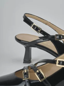 Décolleté e slingback tacco 7cm vernice nero