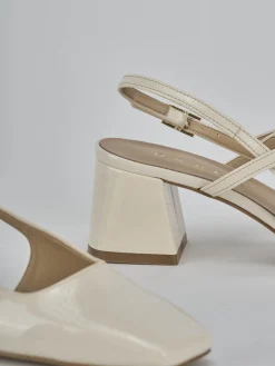 Décolleté e slingback tacco 5cm vernice bianco