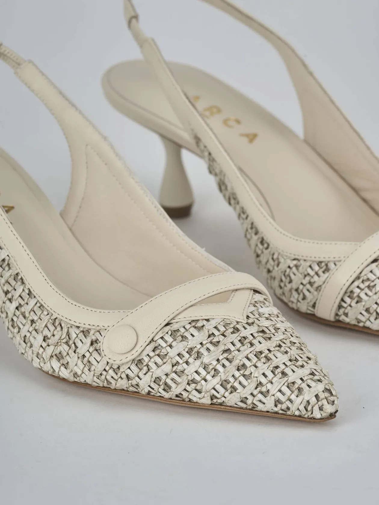 Décolleté e slingback tacco 5cm pelle beige