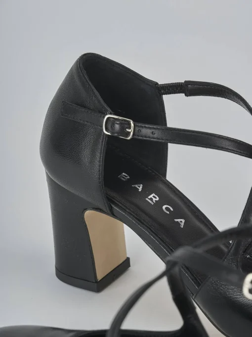 Décolleté e slingback tacco 7cm pelle nero