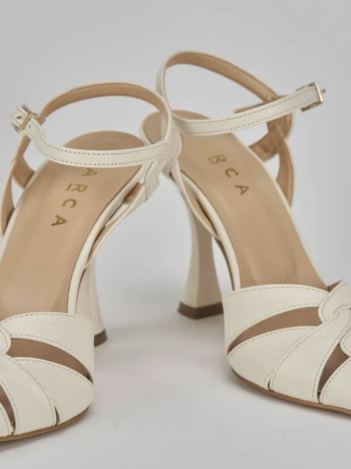 Décolleté e slingback tacco 9cm pelle bianco