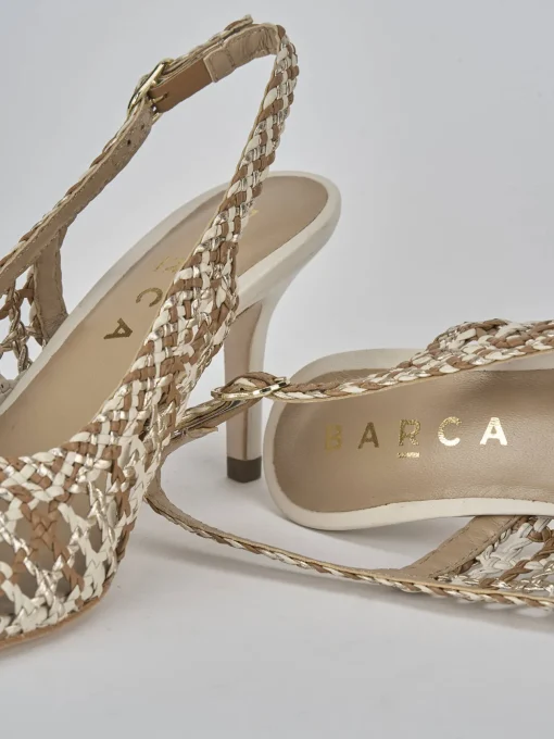 Décolleté e slingback tacco 7cm pelle beige