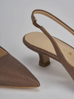 Décolleté e slingback tacco 4cm pelle testa