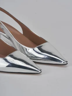 Décolleté e slingback tacco 6cm pelle argento