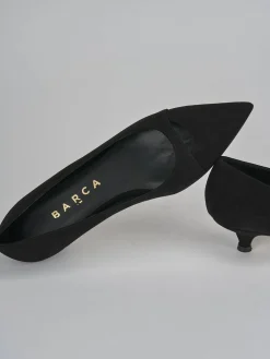 Décolleté e slingback tacco 3cm camoscio nero