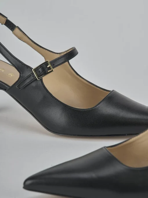 Décolleté e slingback tacco 4cm pelle nero