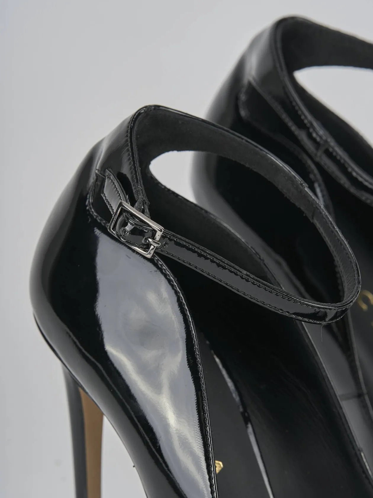 Décolleté e slingback tacco 11cm vernice nero