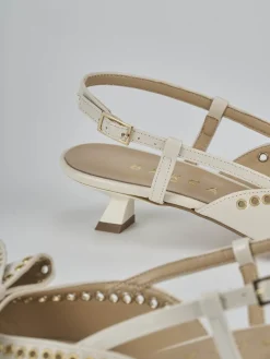 Décolleté e slingback tacco 4cm vernice bianco