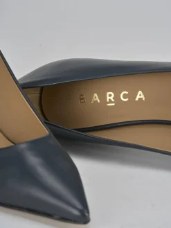 Décolleté e slingback tacco 7cm pelle blu