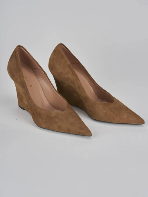 Décolleté e slingback tacco 9cm camoscio marrone