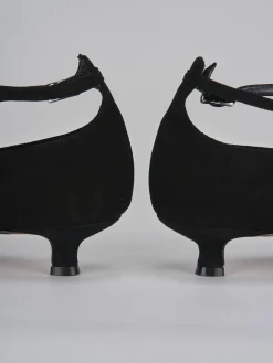 Décolleté e slingback tacco 3cm camoscio nero