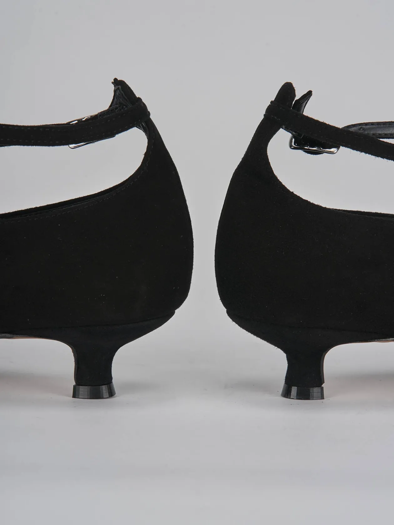 Décolleté e slingback tacco 3cm camoscio nero